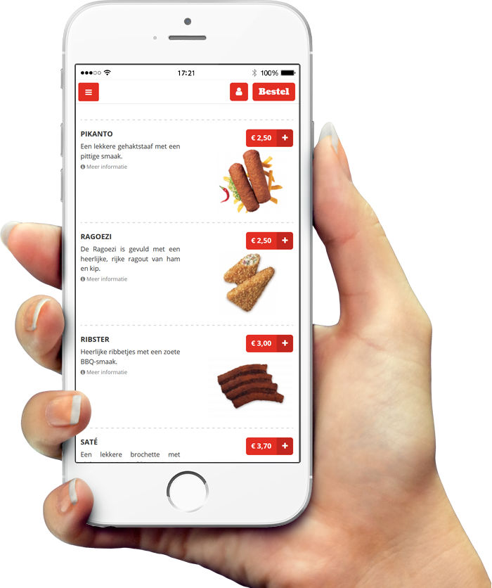 Voorbeeld van onze app op smartphone